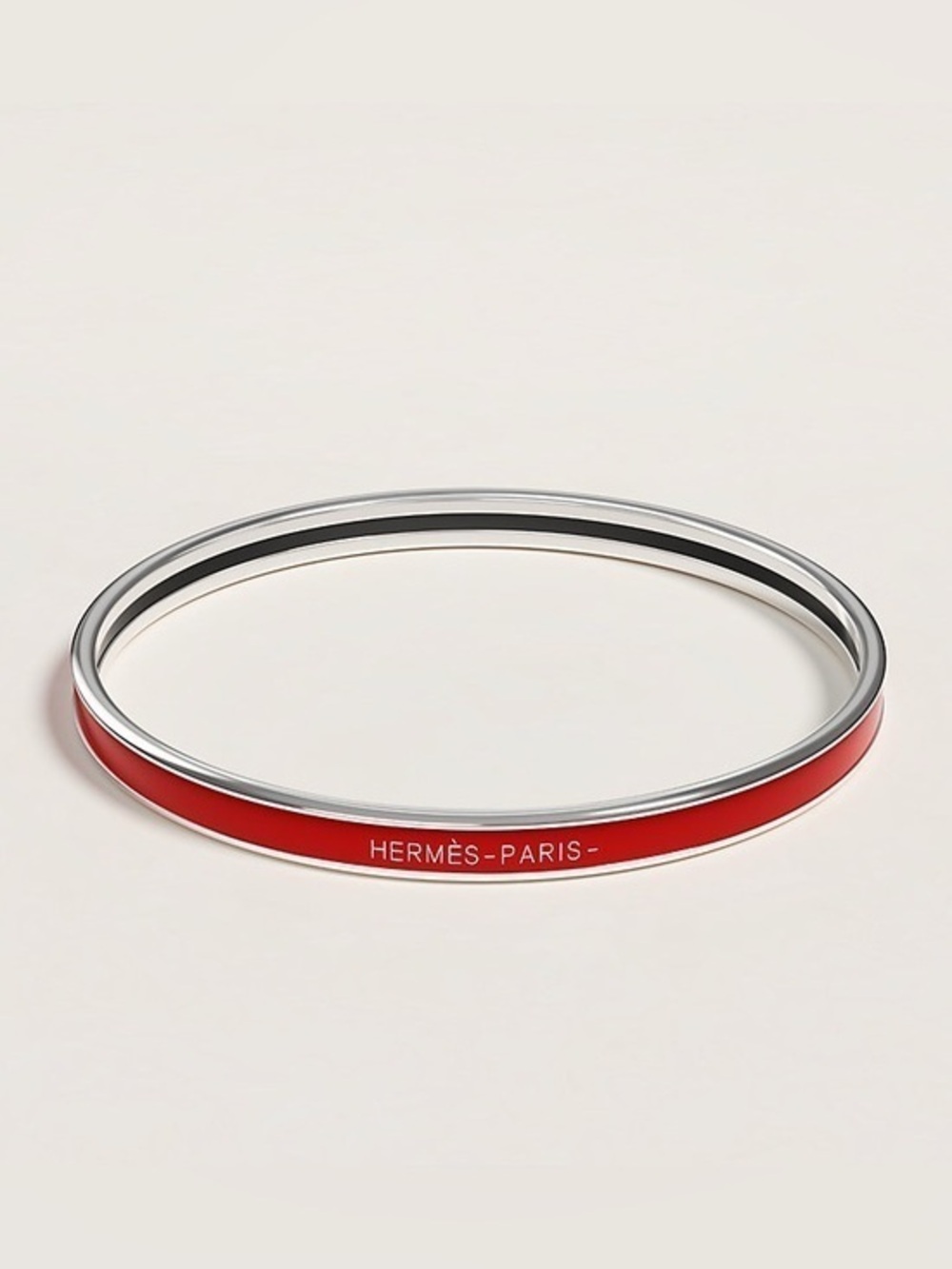 Hermès Uni Red Enamel Double Bangle Bracelet